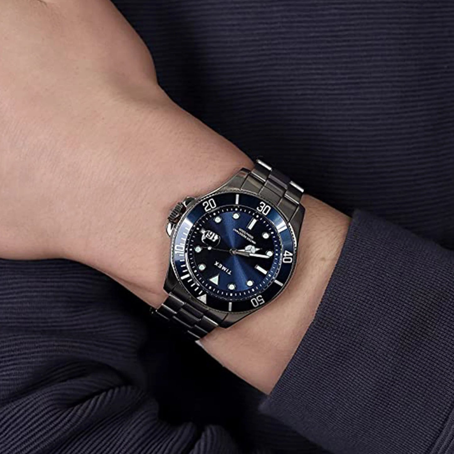 Timex Men's Silver Stainless Steel, Blue Dial | TW2U41900-4