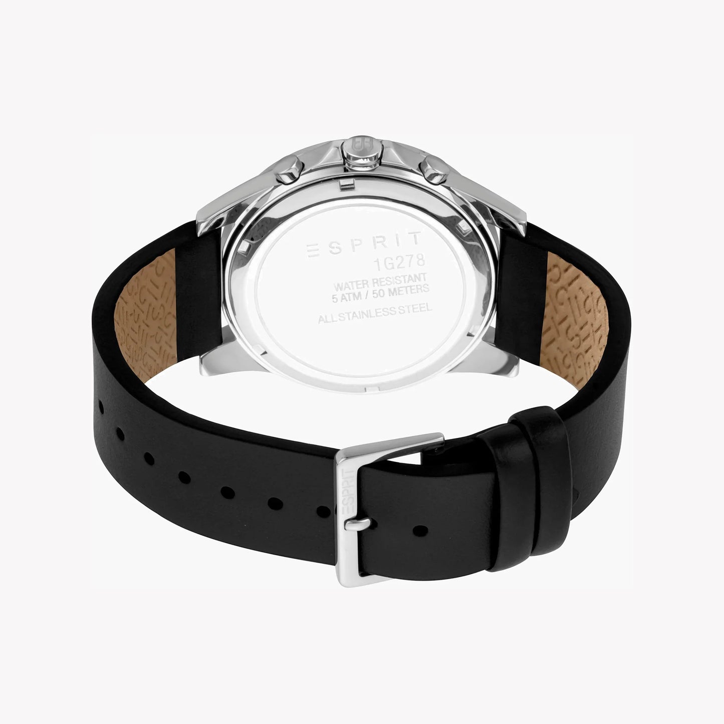 Esprit Men's Black Leather Watch, Black Dial | ES1G050M0015-2