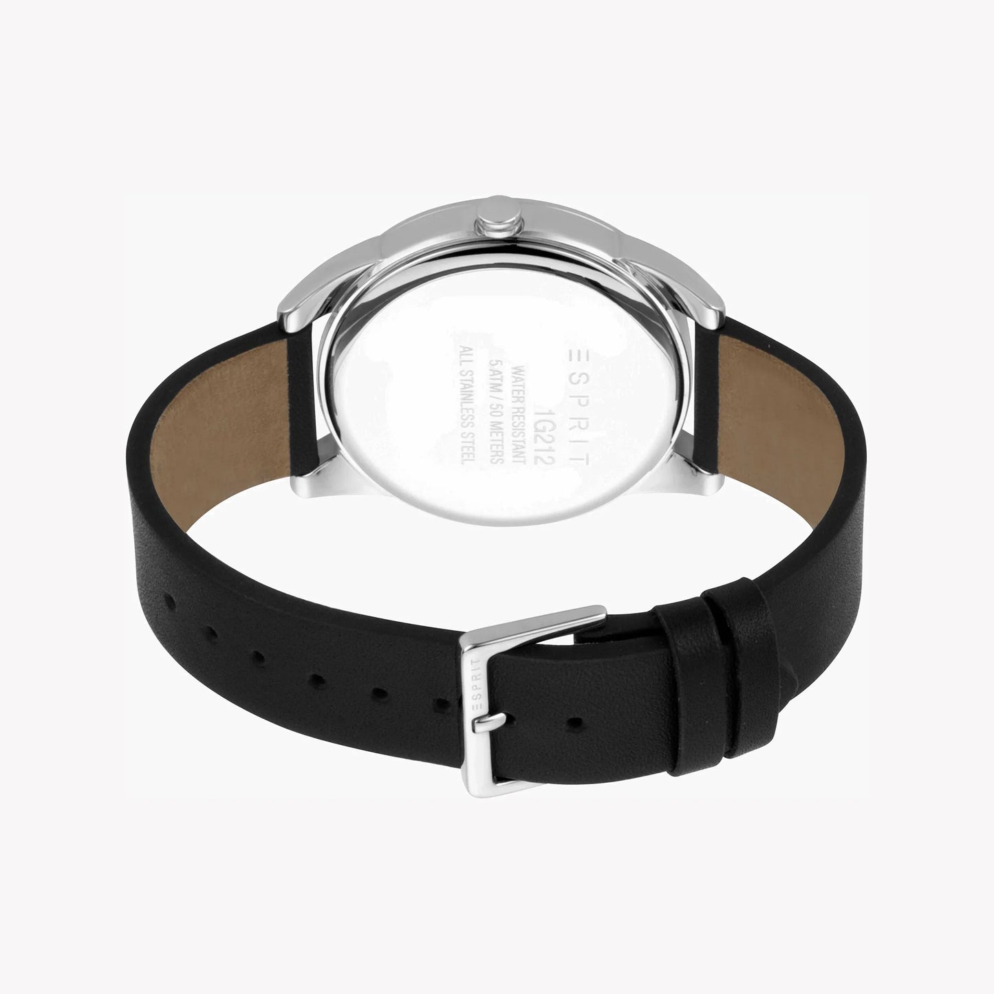 Esprit Men's Stainless Steel Black Leather Watch, Black Dial | ES1G068M0035-2