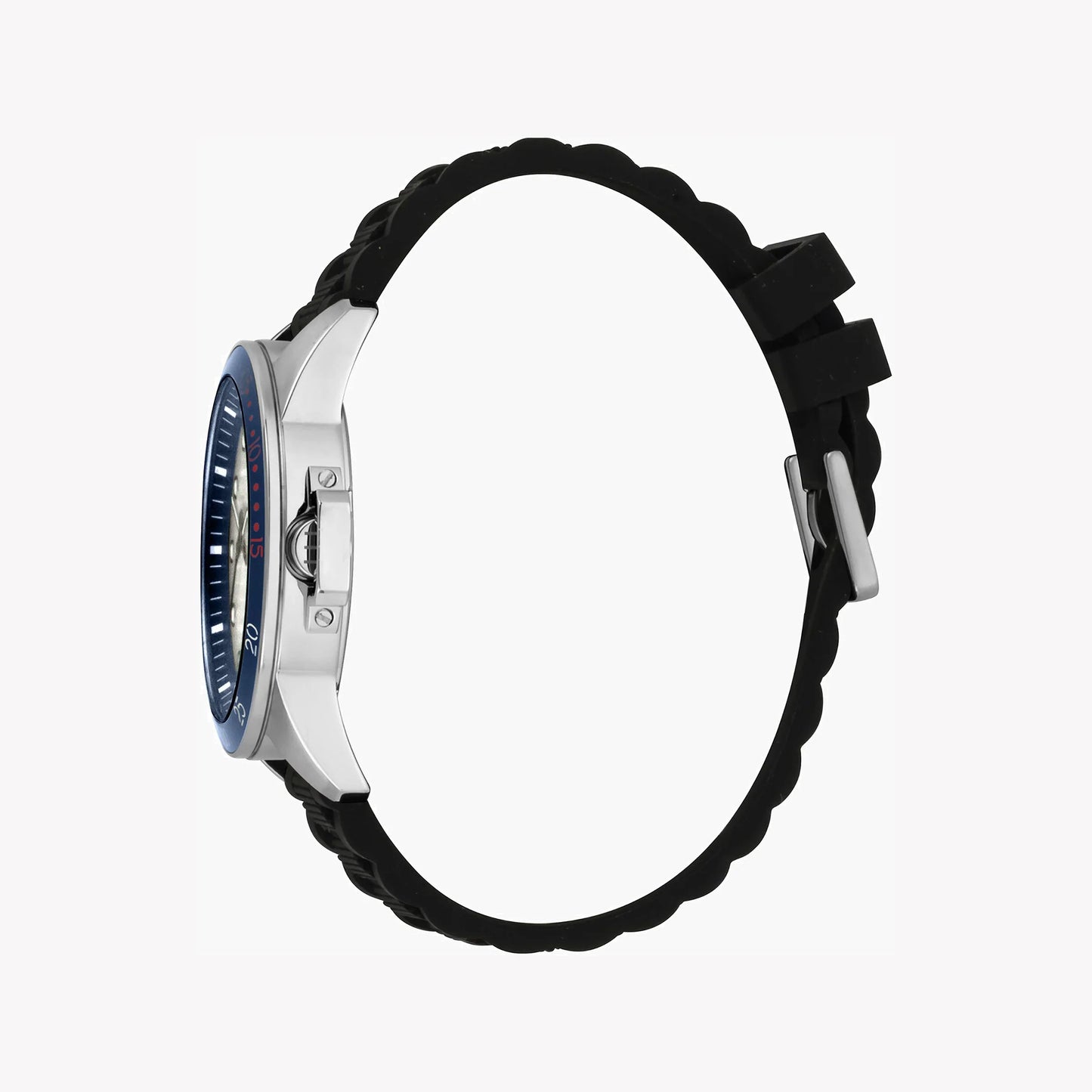 Esprit Men's Silver Dial Watch, Black Rubber Band | ES1G101M0055-1