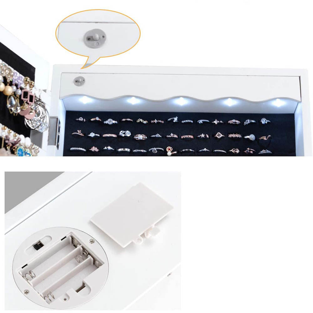 Wall mirror jewelry holder with lighting-3