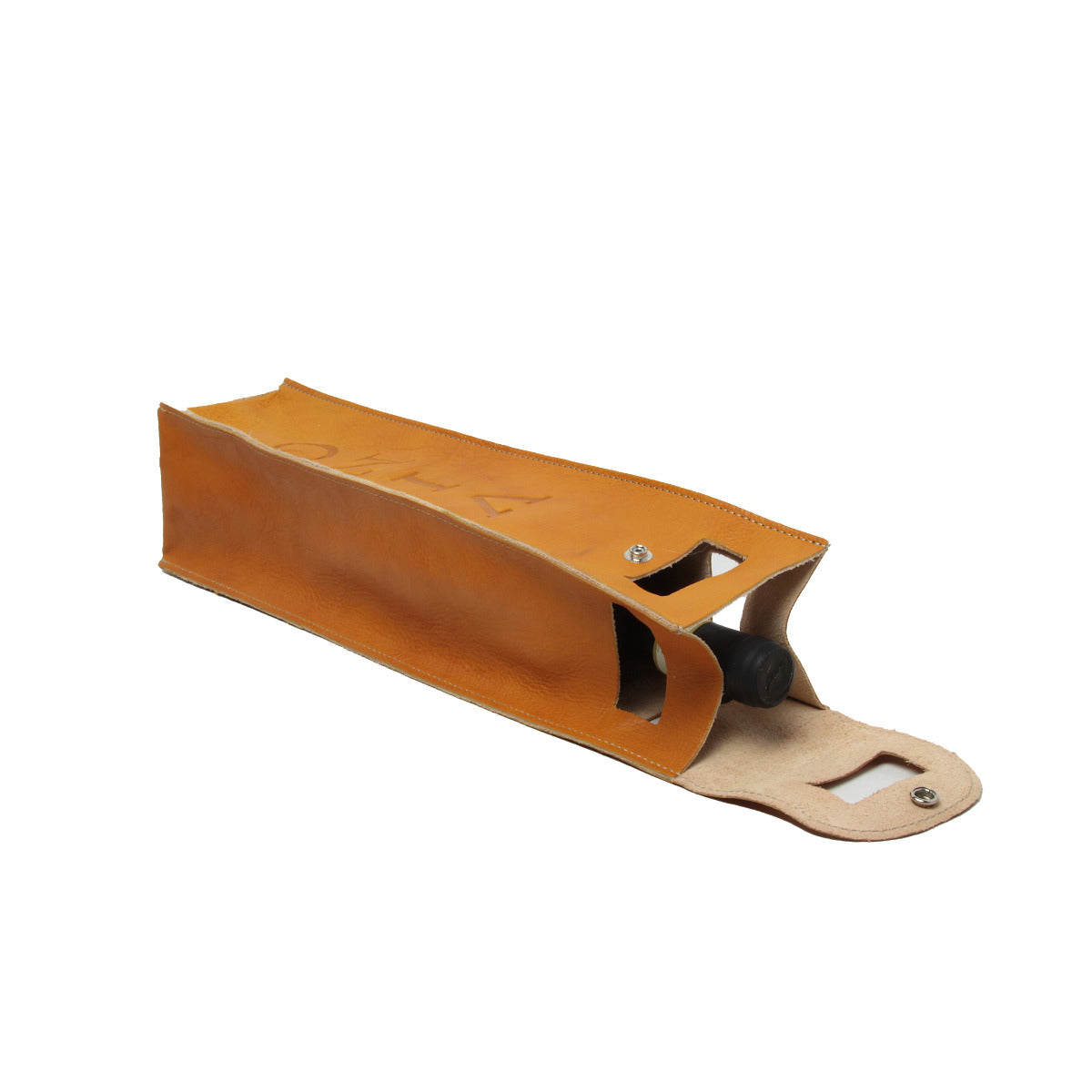Leather wine holder - yellow ocher-1
