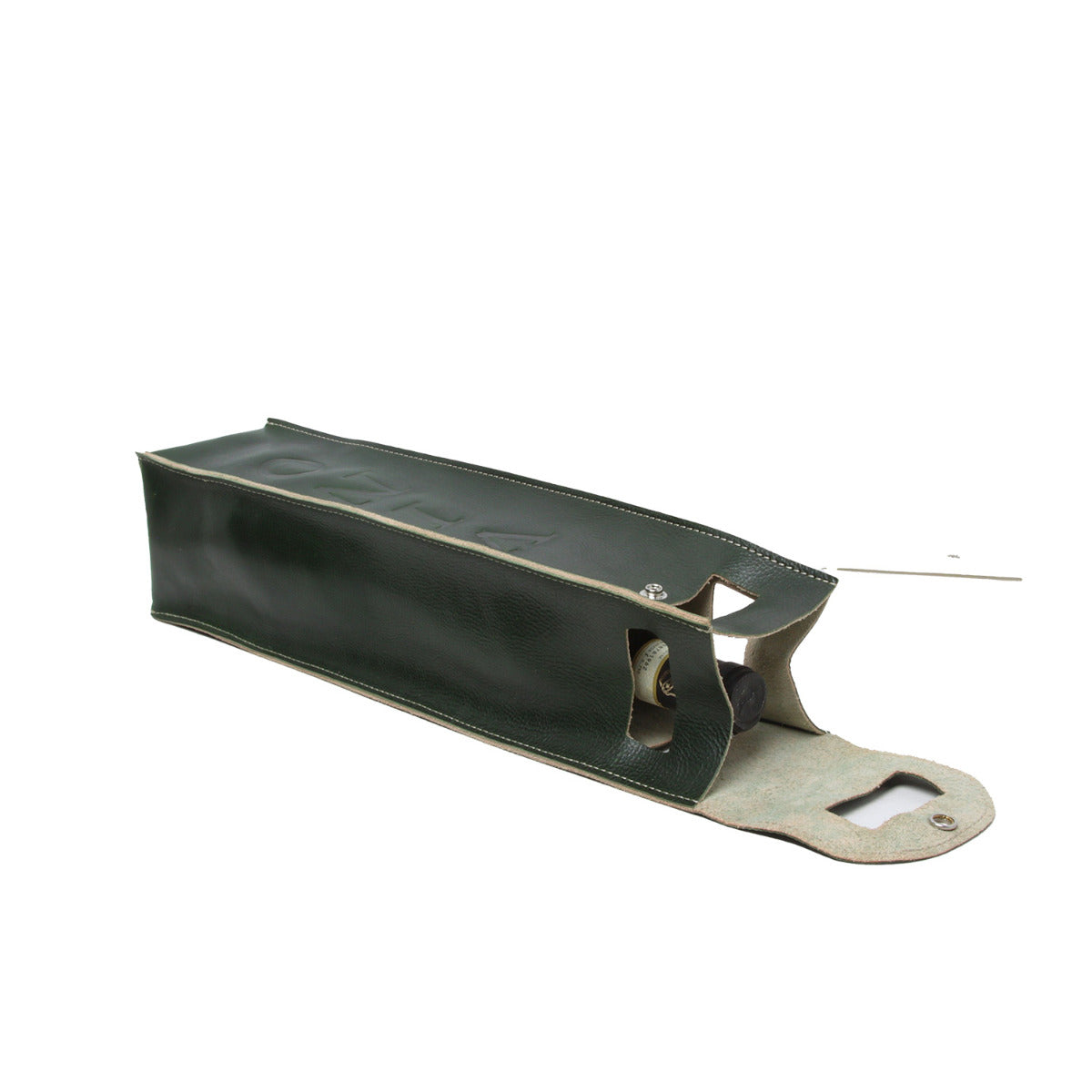 Leather wine holder - green-1