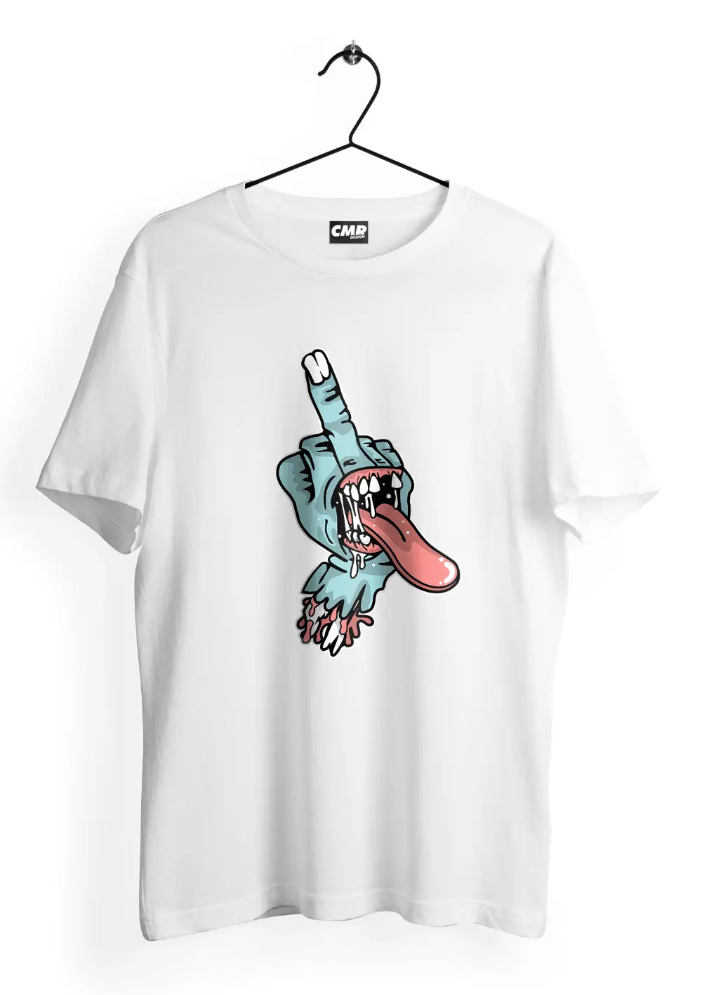 T-Shirt Dito Medio Zombie 100% Cotone Unisex-1