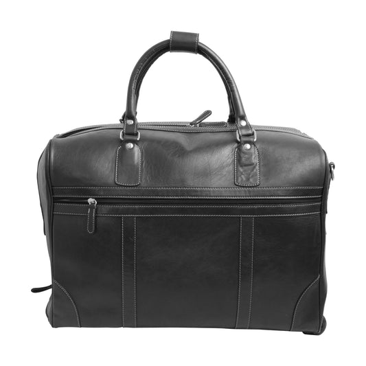 Oiled Calfskin Leather Duffel Bag - Black-0