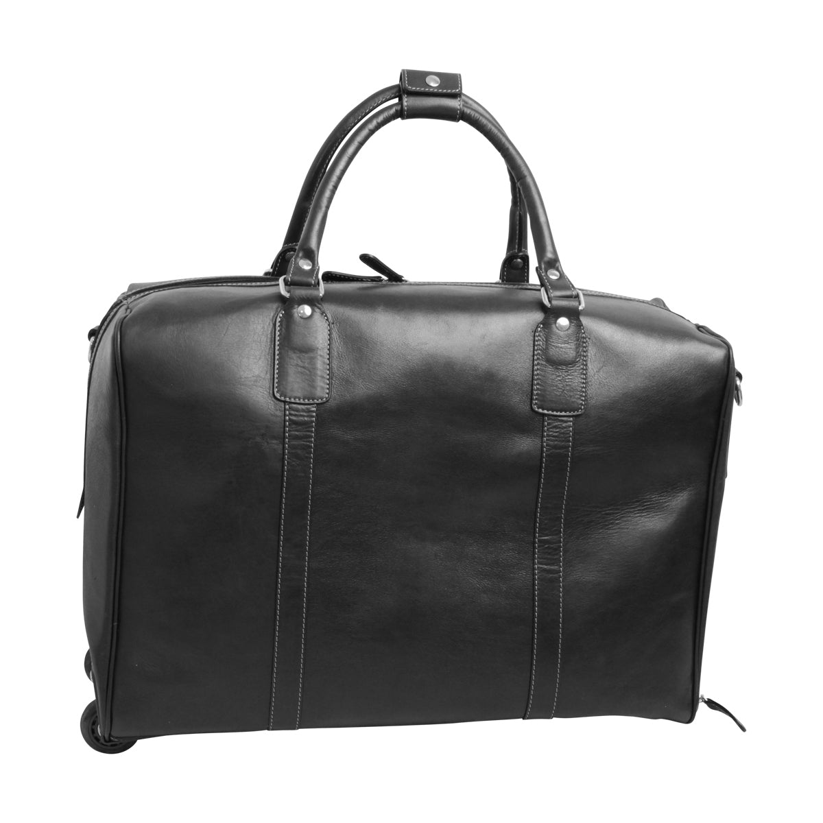 Oiled Calfskin Leather Duffel Bag - Black-1