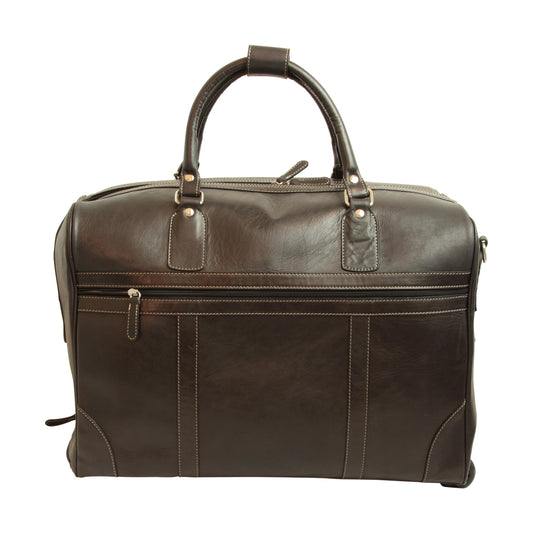 Oiled Calfskin leather duffel bag - Dark Brown-0