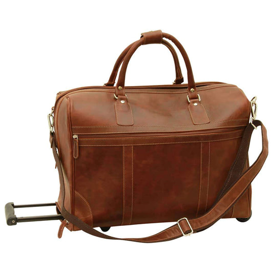 Oiled Calfskin leather duffel bag - Chestnut-0