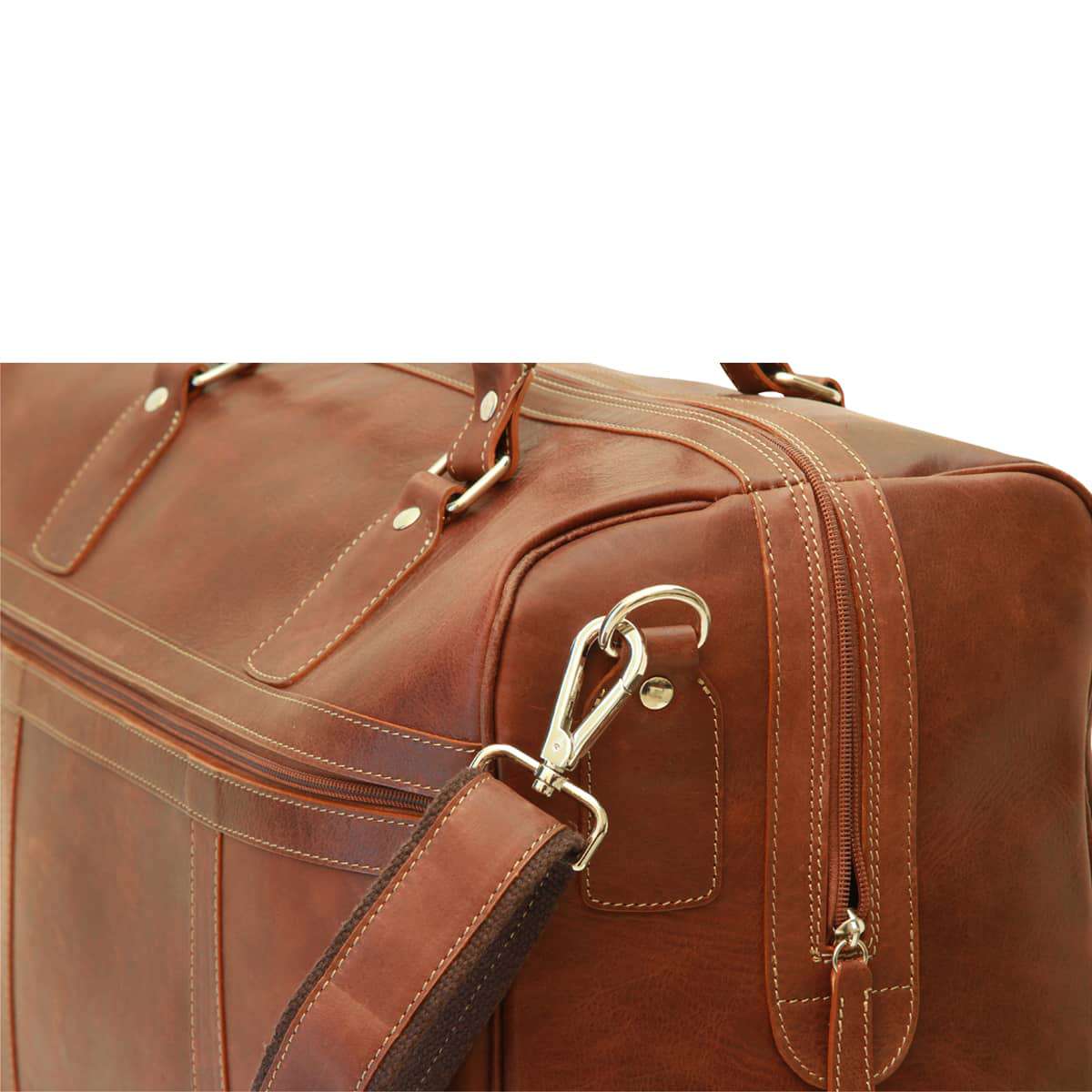 Oiled Calfskin leather duffel bag - Chestnut-1