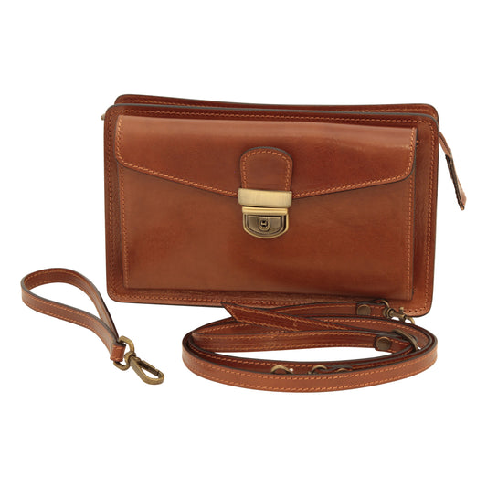 Leather Hand Bag - Brown-0