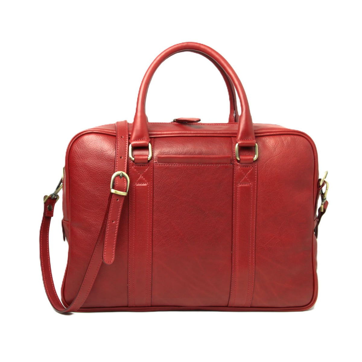 Soft calfskin leather briefcase - red-1