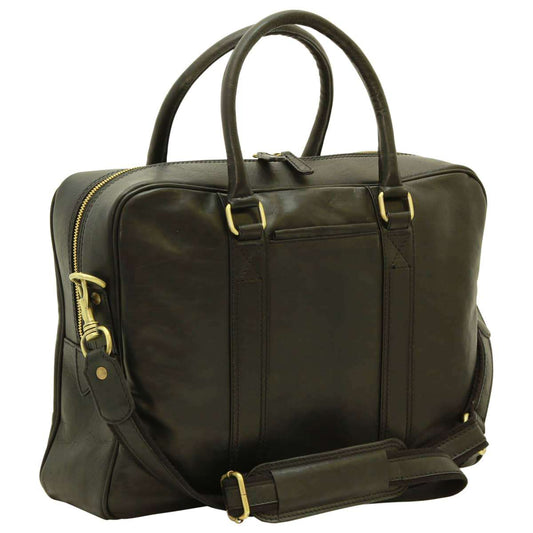 Soft Calfskin Leather Briefcase - Black-0
