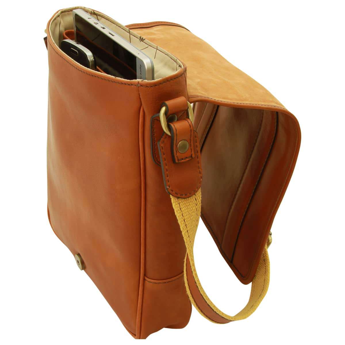 Soft Calfskin Leather Satchel Bag - Gold-1