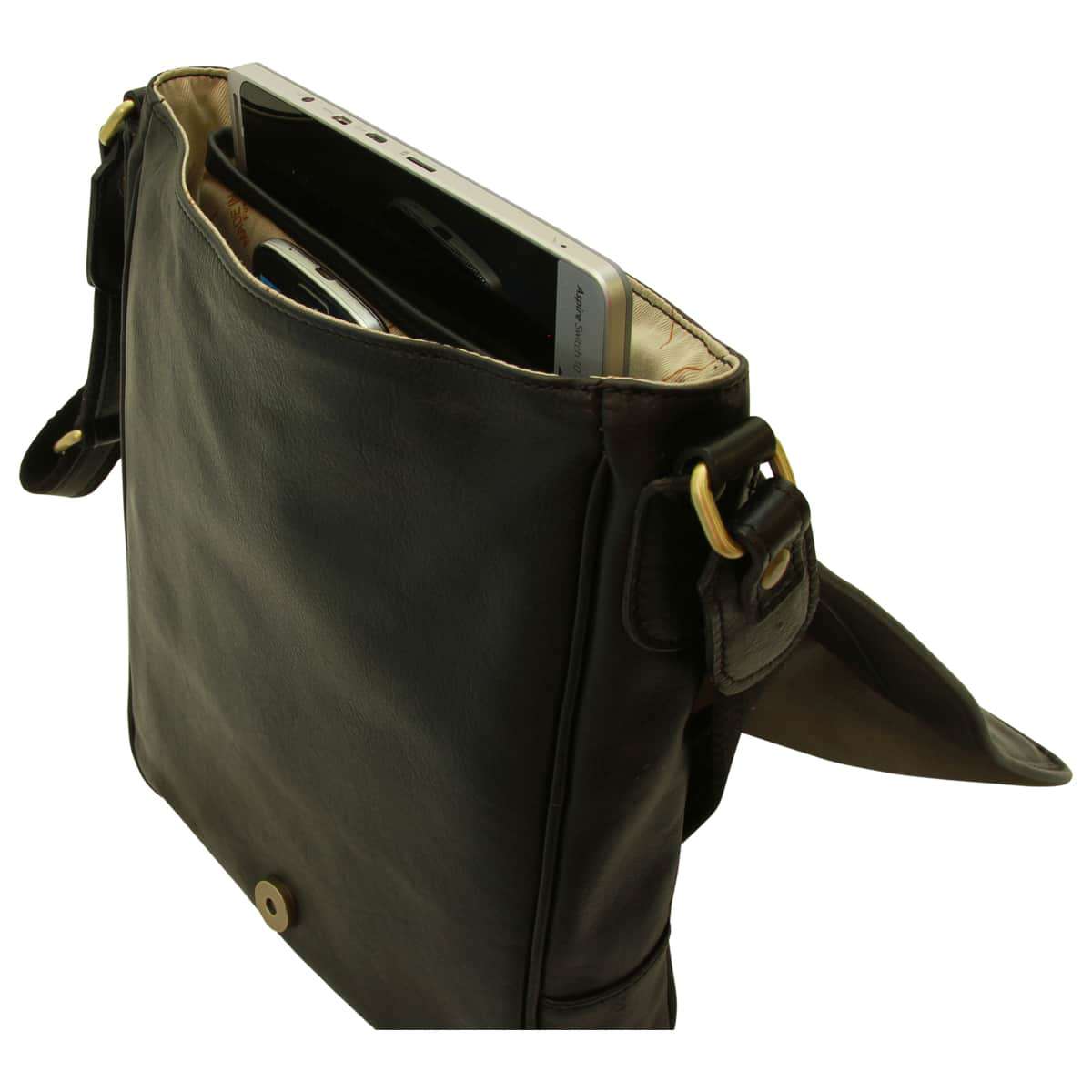 Soft Calfskin Leather Satchel Bag - Black-1