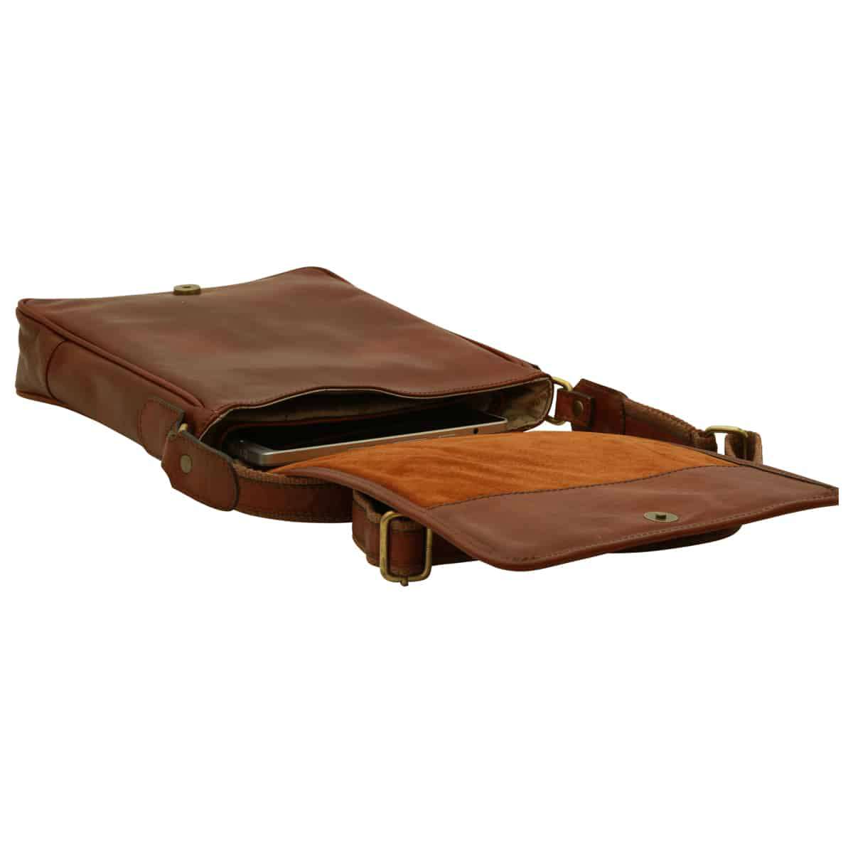 Soft Calfskin Leather Satchel Bag - Mahogany Brown-1
