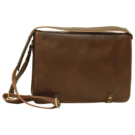 Calfskin Nappa Messenger Bag - Dark Brown-0