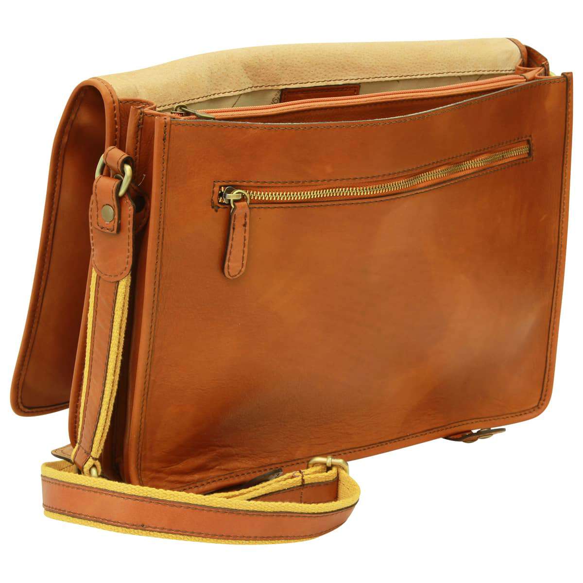 Calfskin Nappa Messenger Bag - Gold-1