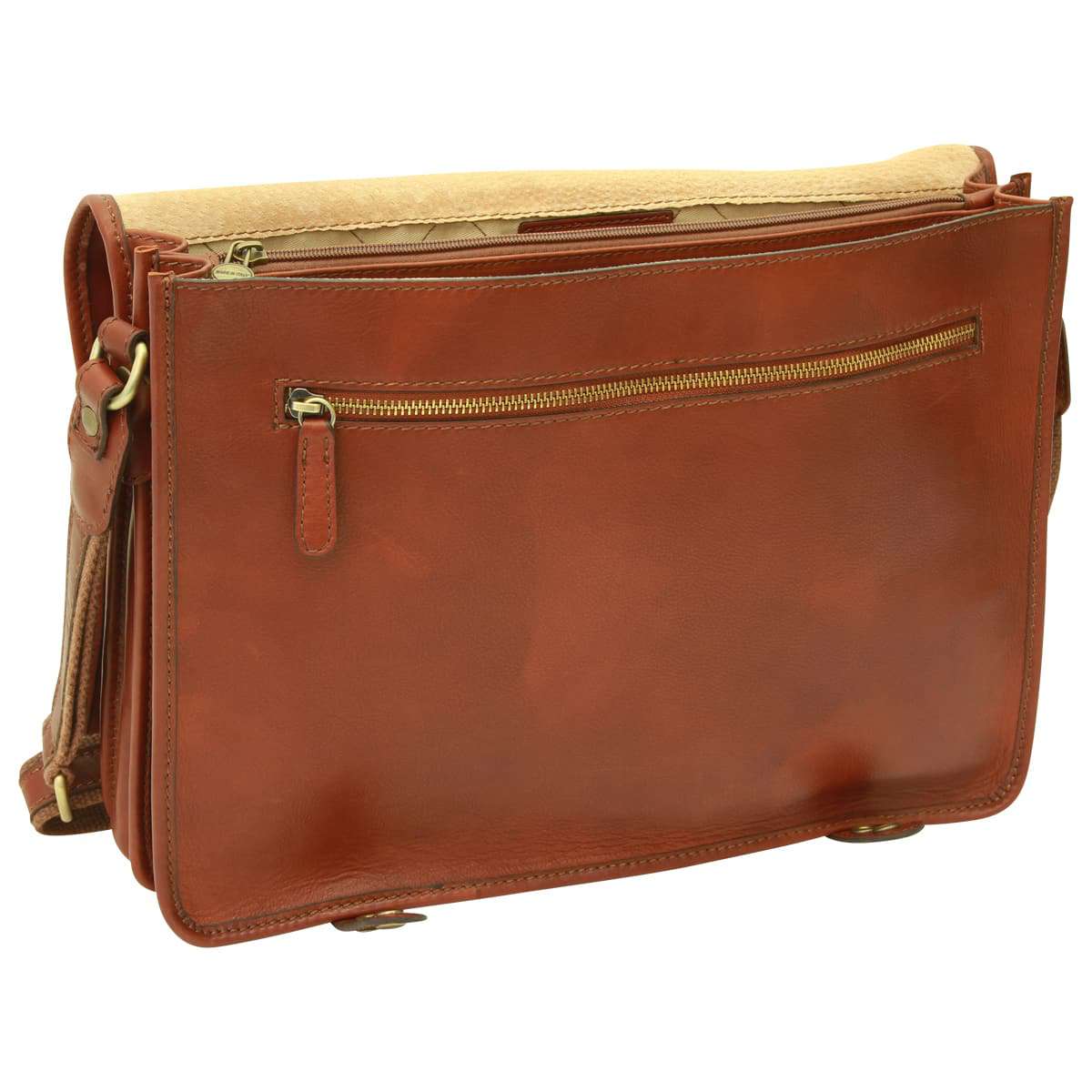 Calfskin Nappa Messenger Bag - Mahogany Brown-1