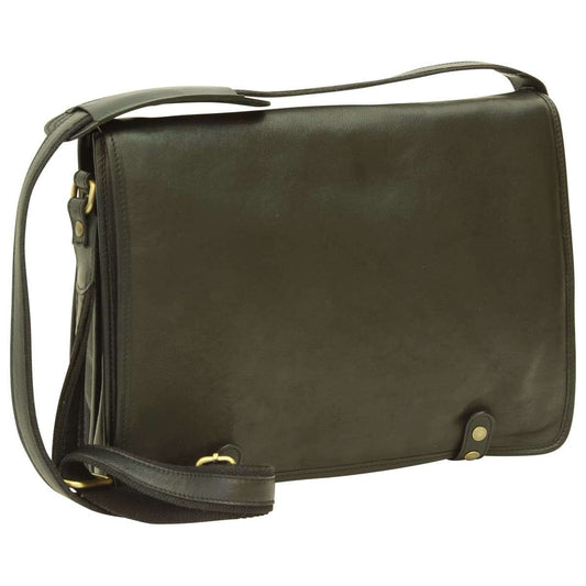 Calfskin Nappa Messenger Bag - Black-0