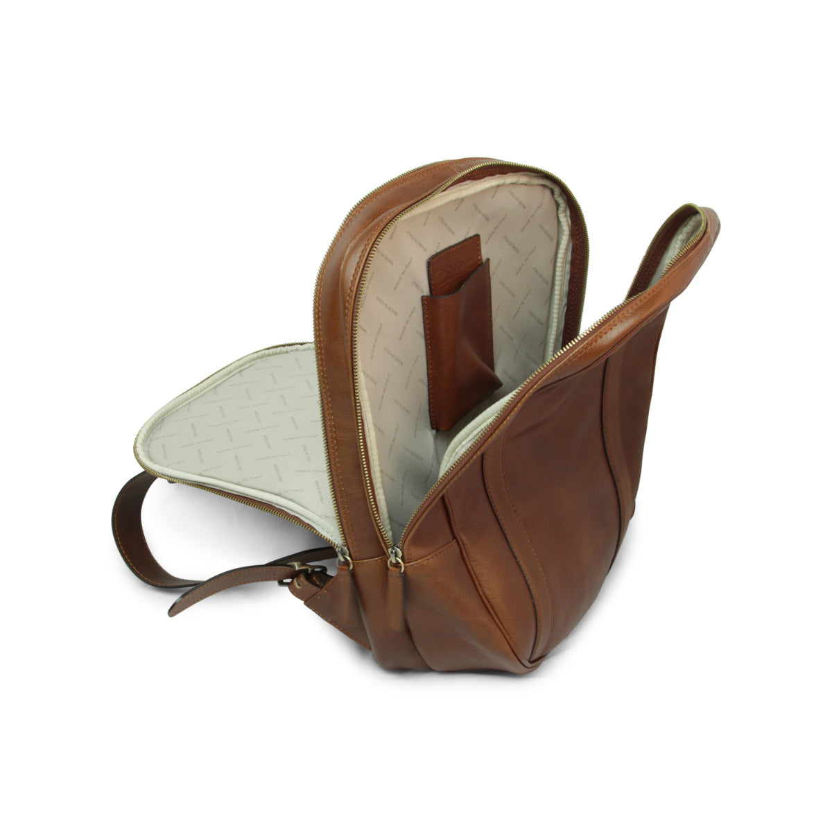 Soft Calfskin Leather Laptop Backpack with backside troller strap -Chestnut-1