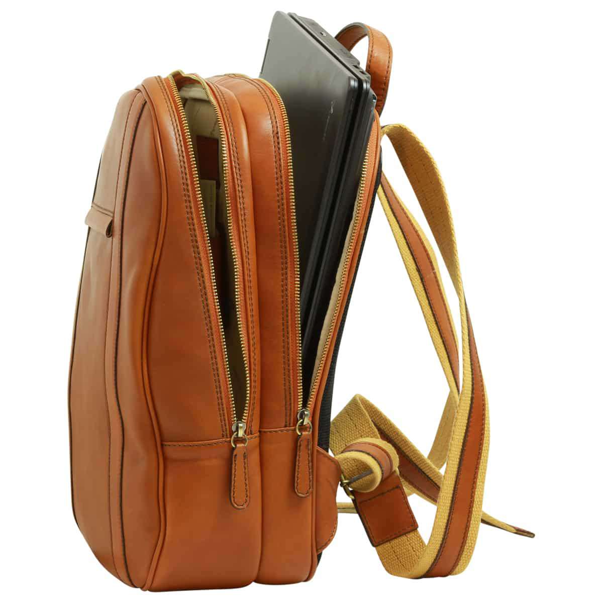 Soft Calfskin Leather Laptop Backpack - Gold-1