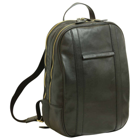 Soft Calfskin Leather Laptop Backpack - Black-0