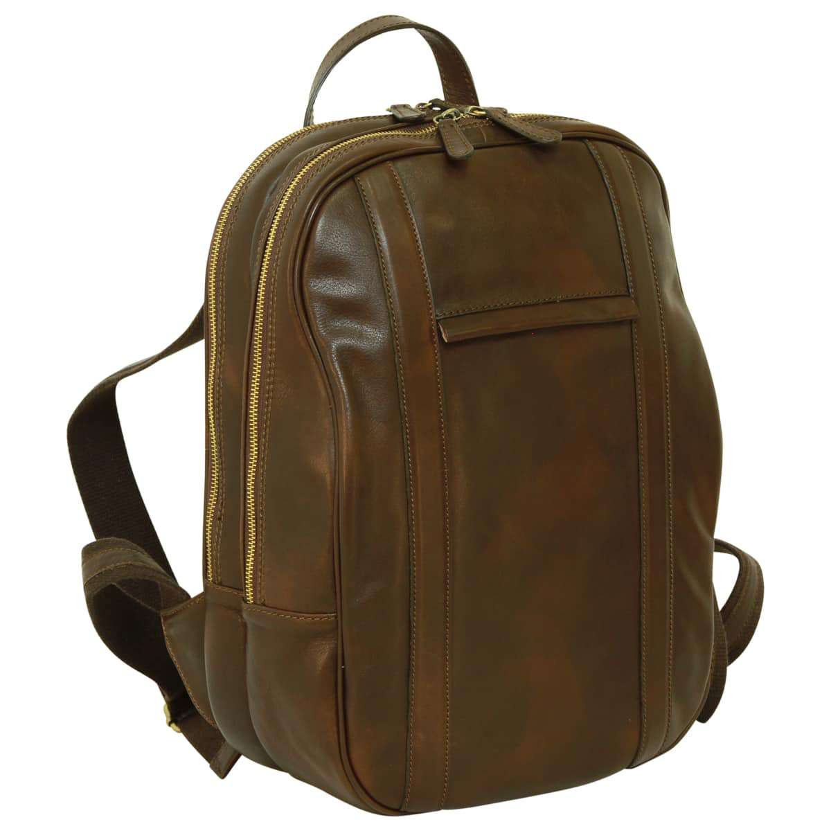 Soft Calfskin Leather Laptop Backpack - Dark Brown-0