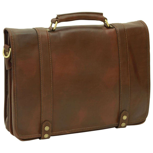Calfskin Nappa leather briefcase - dark brown-0
