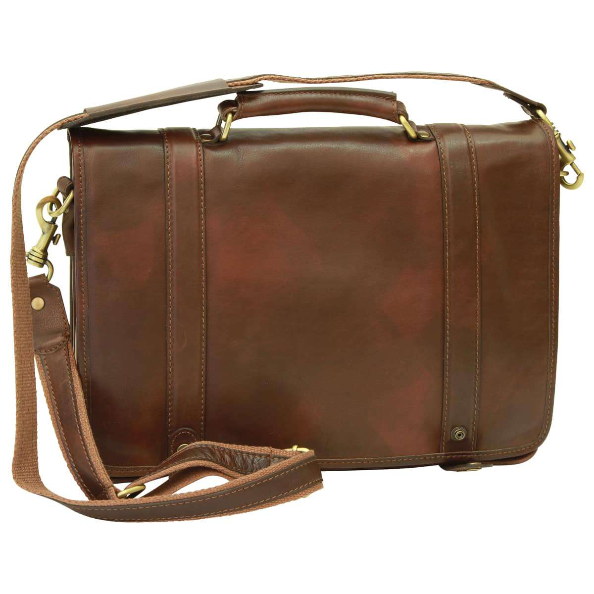 Calfskin Nappa leather briefcase - dark brown-1