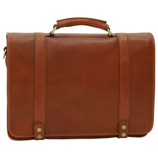 Calfskin Nappa leather briefcase - Mahogany Brown-0