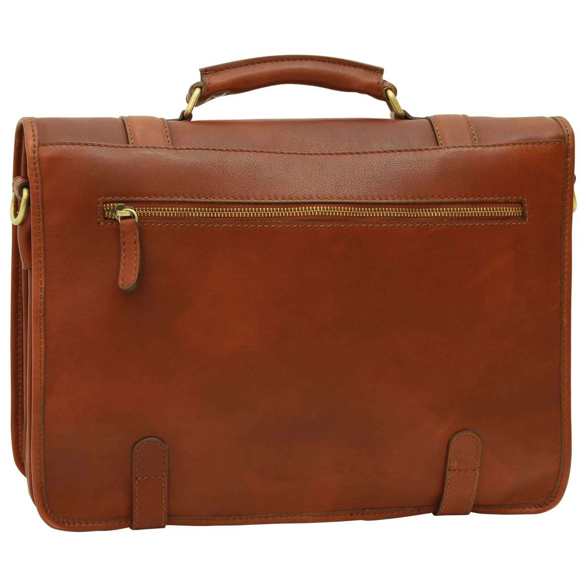 Calfskin Nappa leather briefcase - Mahogany Brown-1
