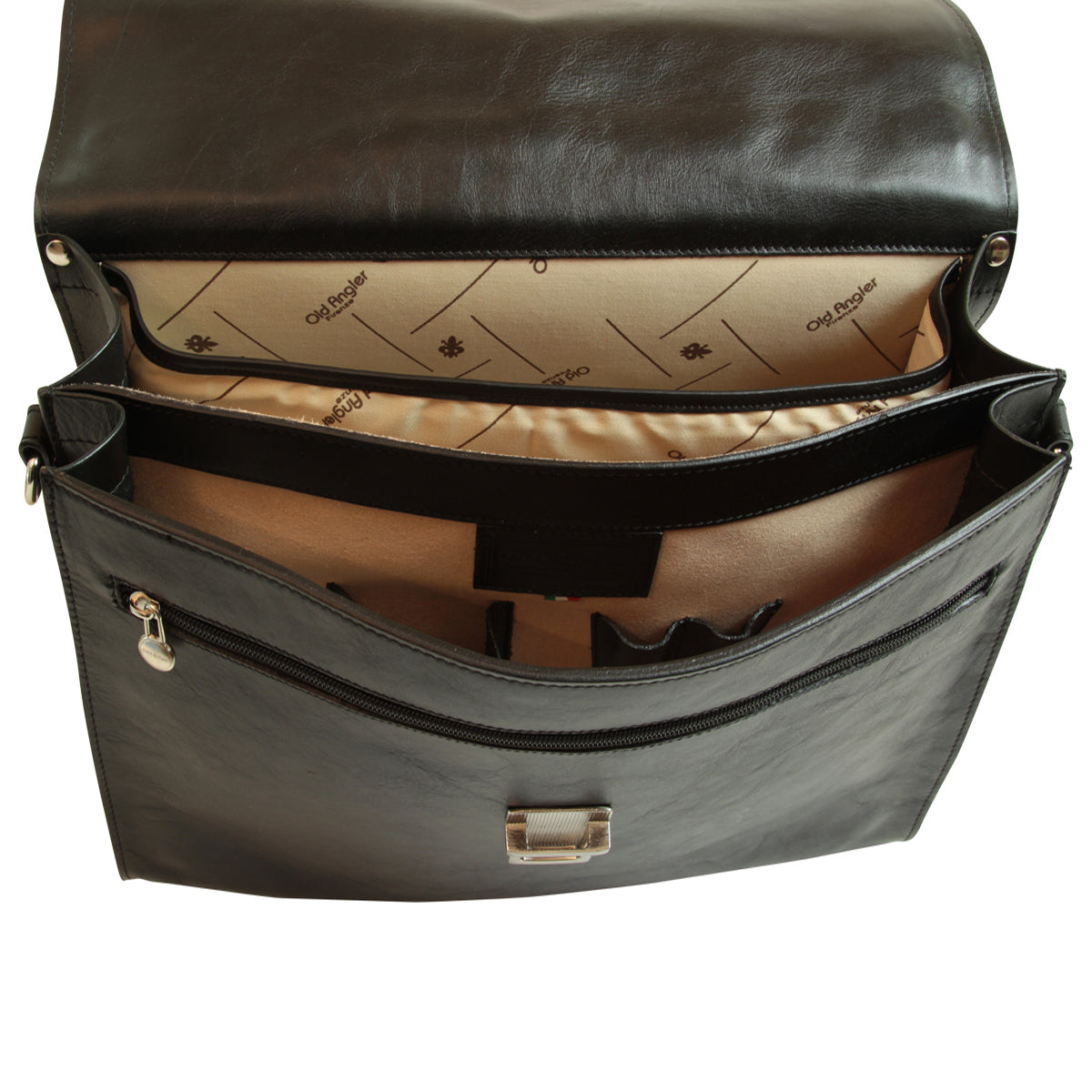 Leather Laptop Briefcase - Black-1