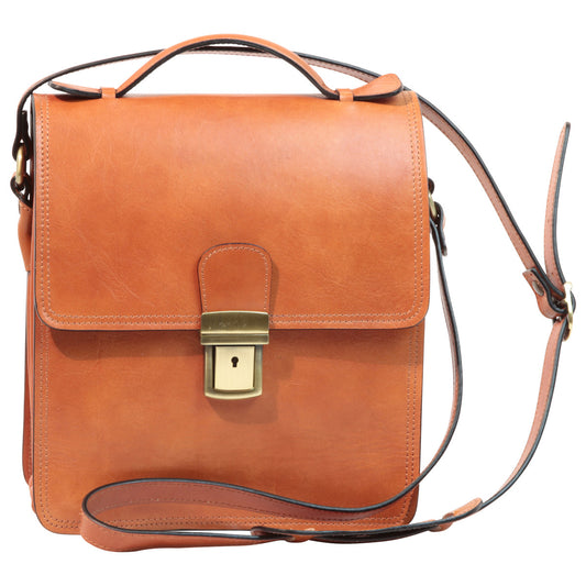 Leather Cross Body Satchel Bag - Brown Colonial-0