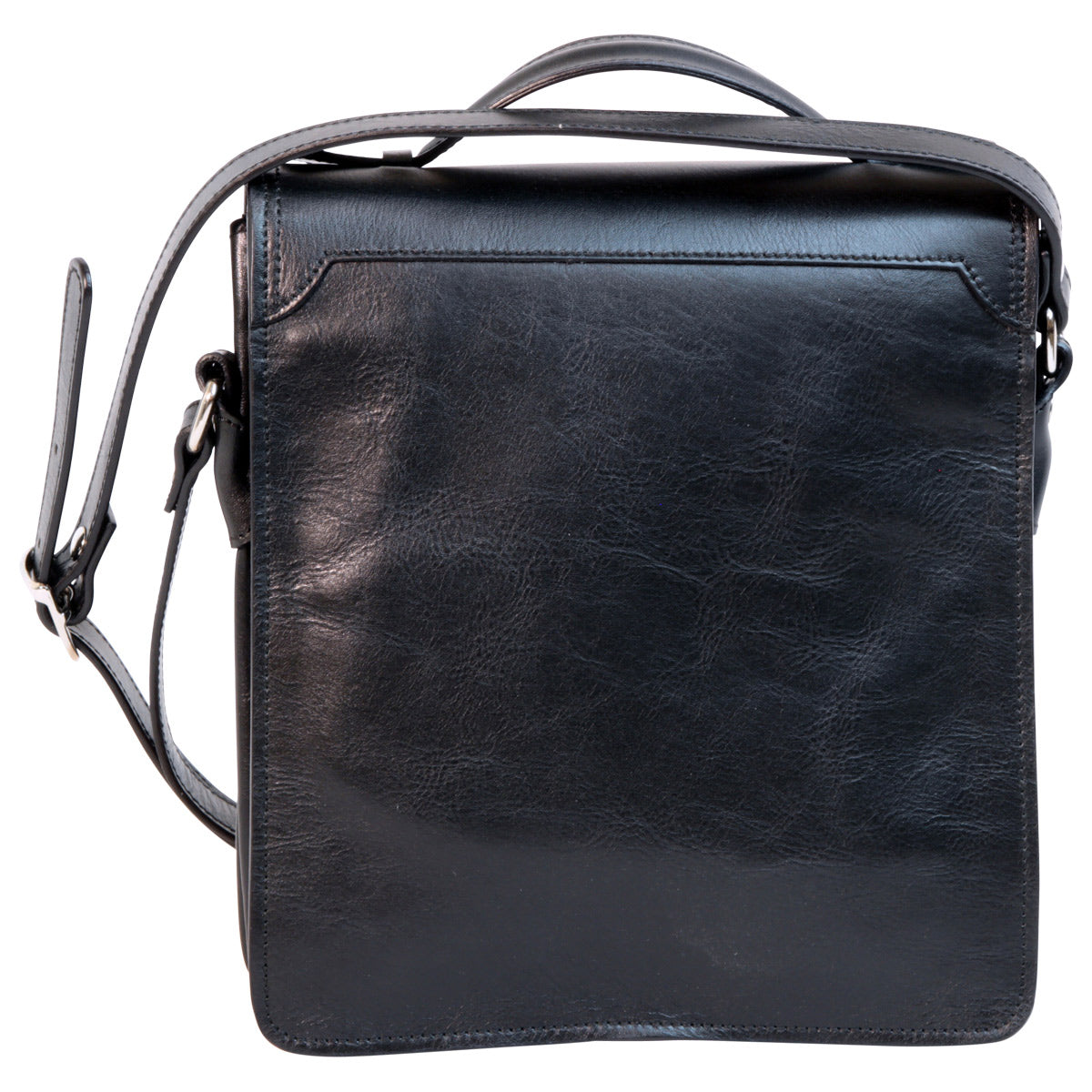 Leather Cross Body Satchel Bag - Black-1