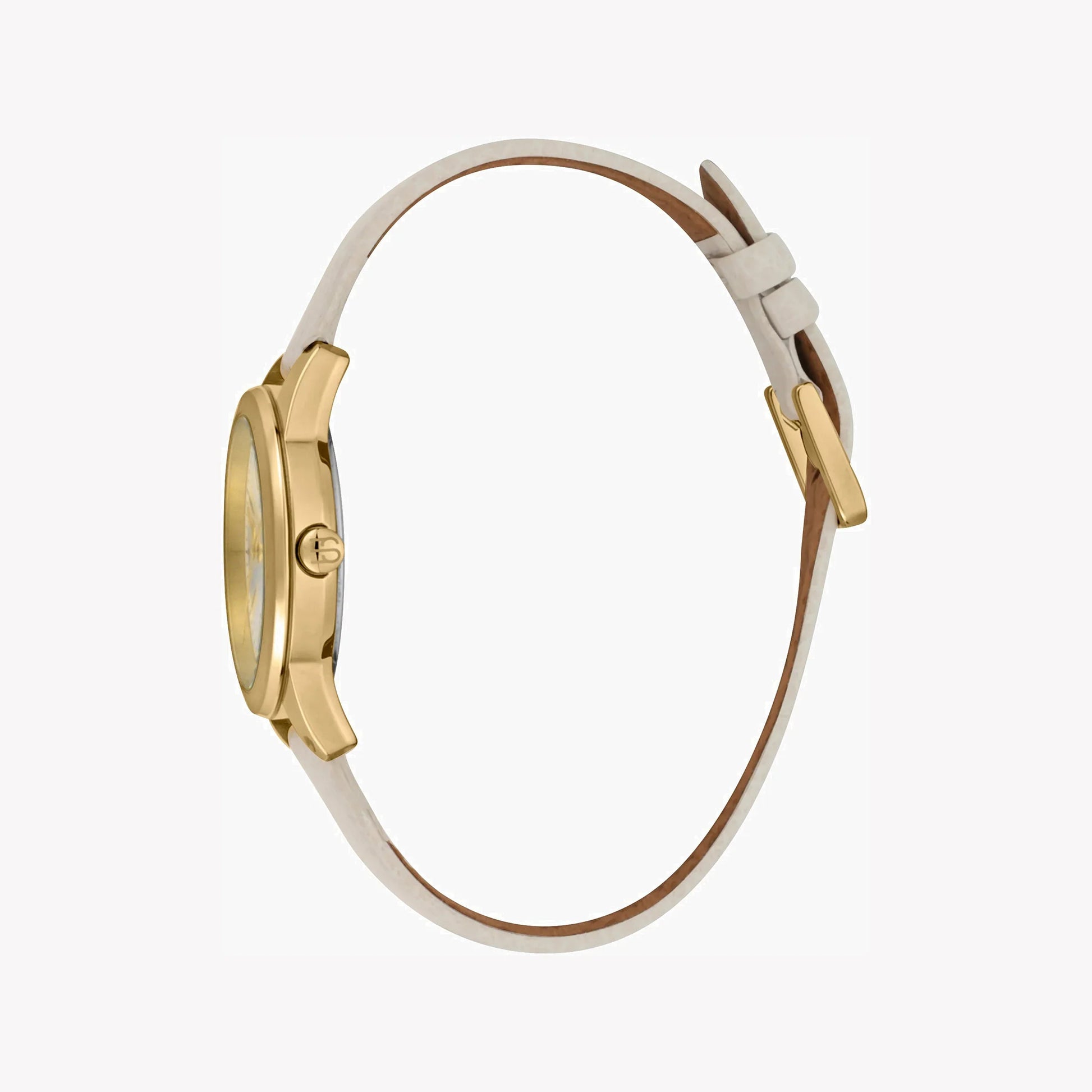 Esprit Women's Beige Leather Watch, Silver Dial | ES1L164M0055-1