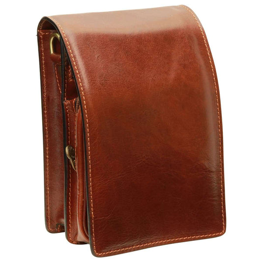 Leather Shoulder Bag- Brown-0