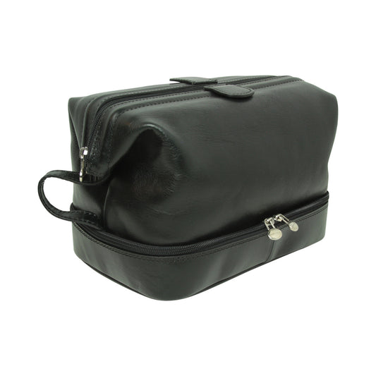 Leather Washbag - black-0