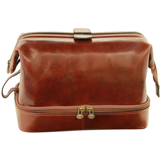 Cowhide leather travel kit - Brown-0