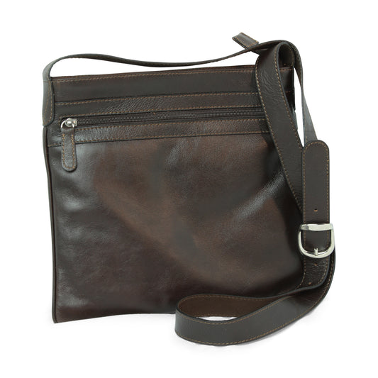 Leather cross body bag - dark brown-0