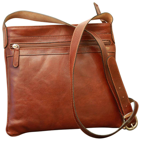 Leather Cross Body Bag - Brown-0