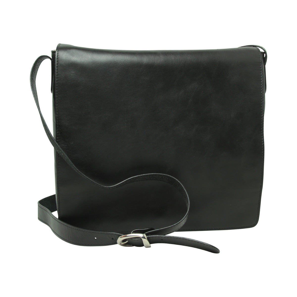 Full grain leather messenger - black-0
