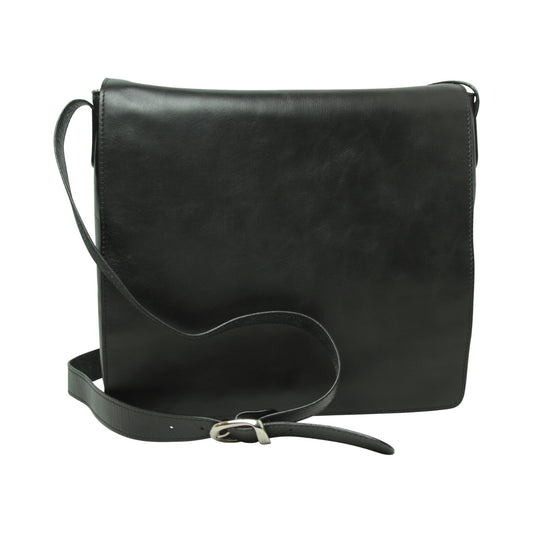 Full grain leather messenger - black-0
