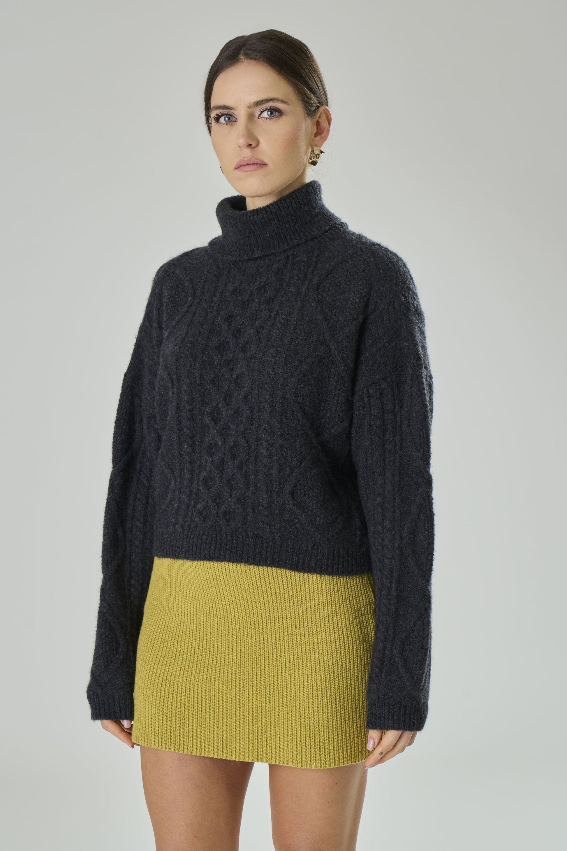 Maglione con treccia in Lana Merinos - Saffira-3