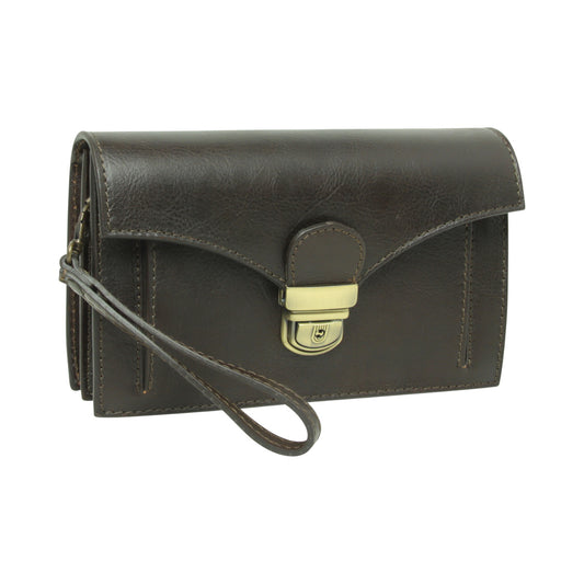 Leather clutch - dark brown-0