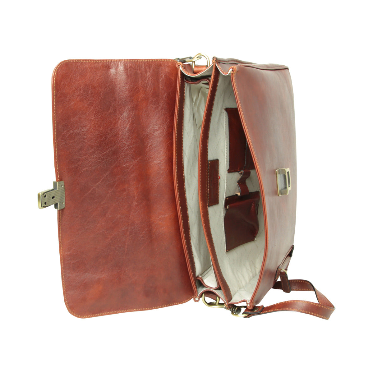 Full grain leather briefcase - Mahogany Brown-1