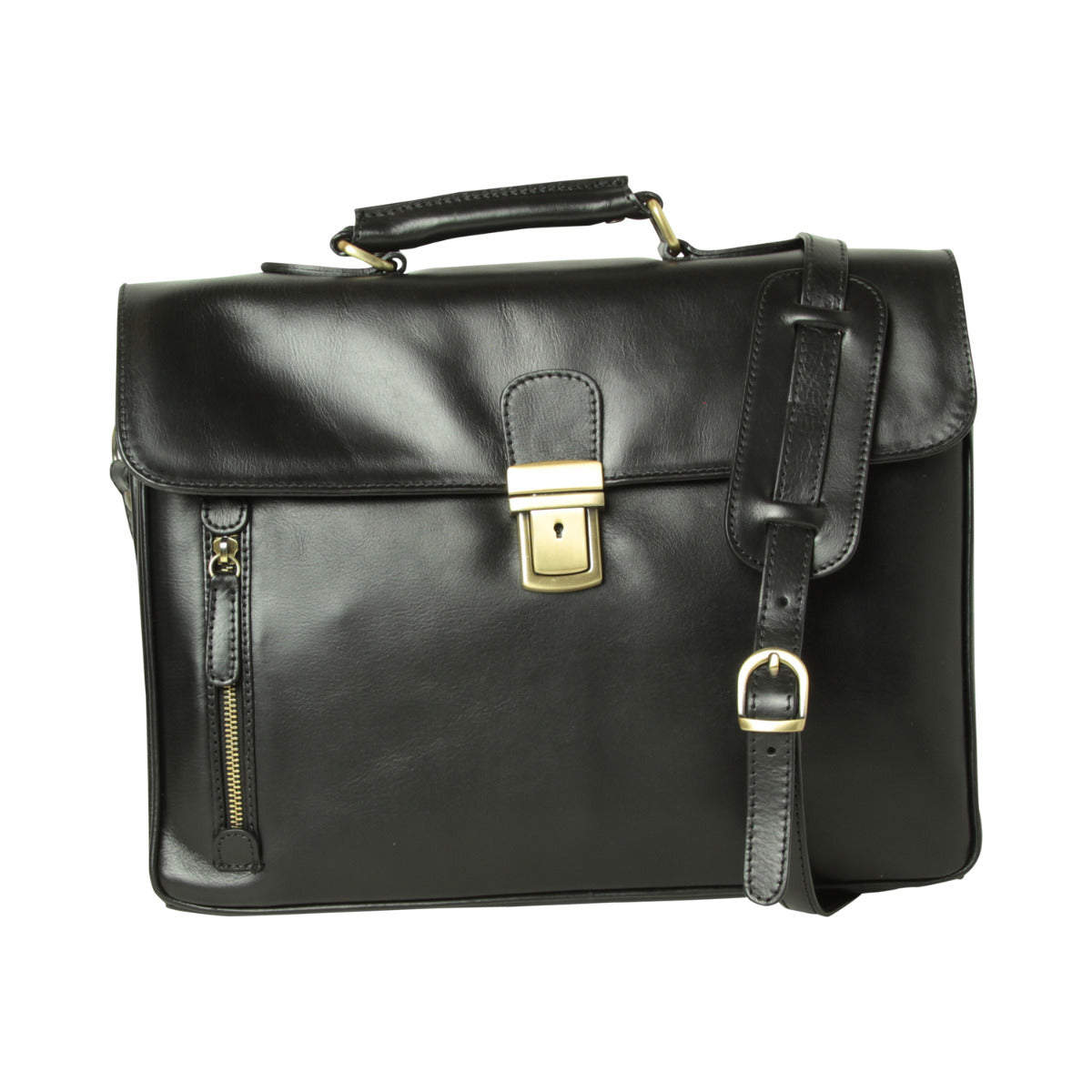 Full grain leather briefcase - black-0