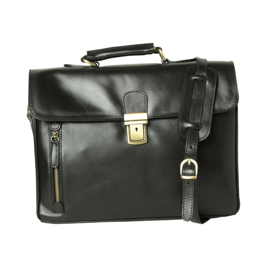 Full grain leather briefcase - black-0