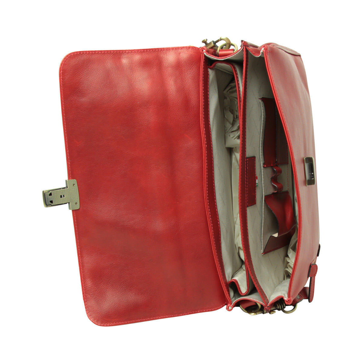Full grain leather briefcase - red-1