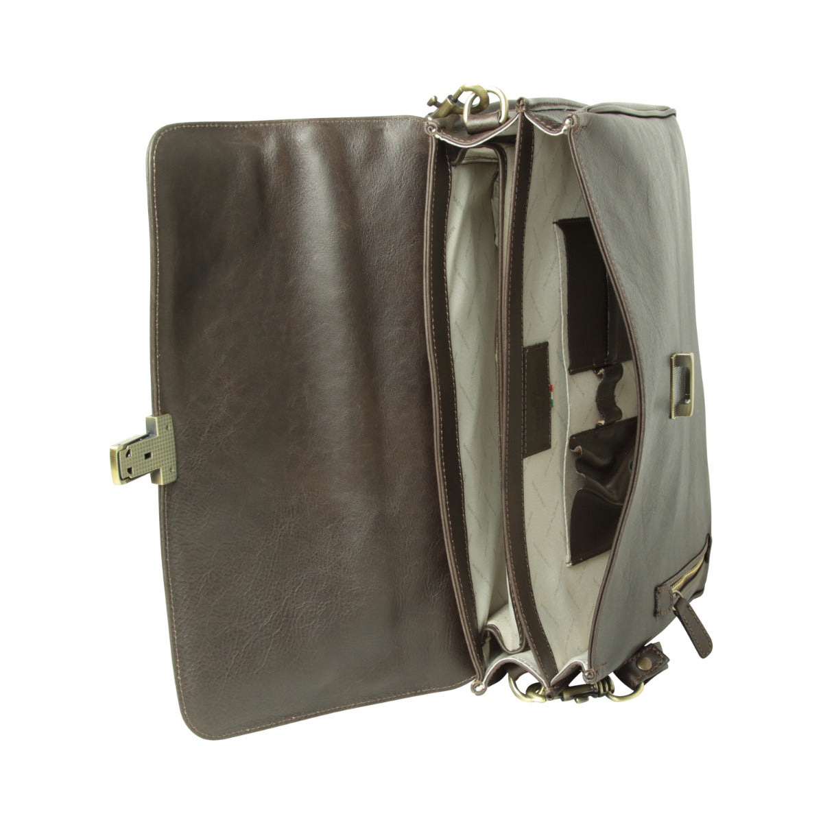 Full grain leather briefcase - dark brown-1