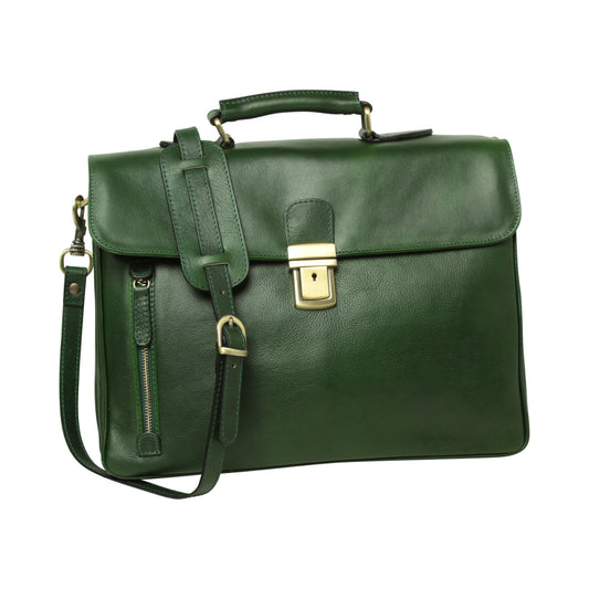 Full grain leather briefcase - green-0